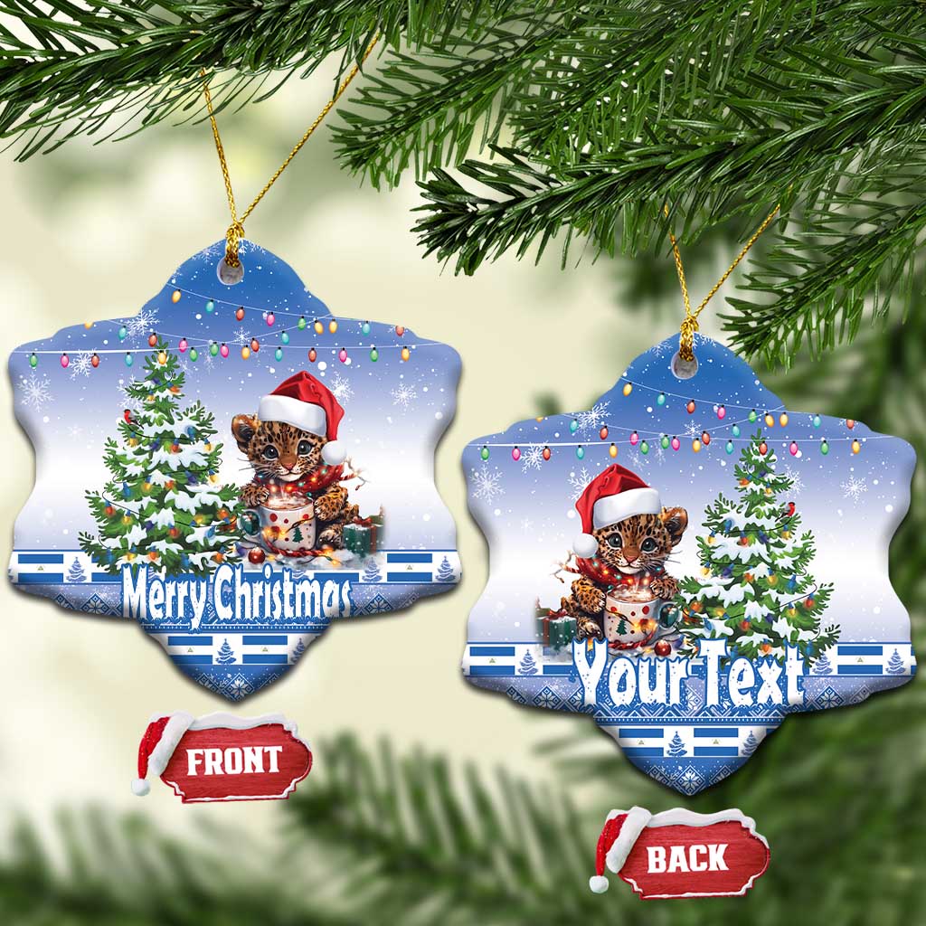 Personalized Nicaragua Christmas Ceramic Ornament Panthera Onca Cute With Christmas Tree LT18