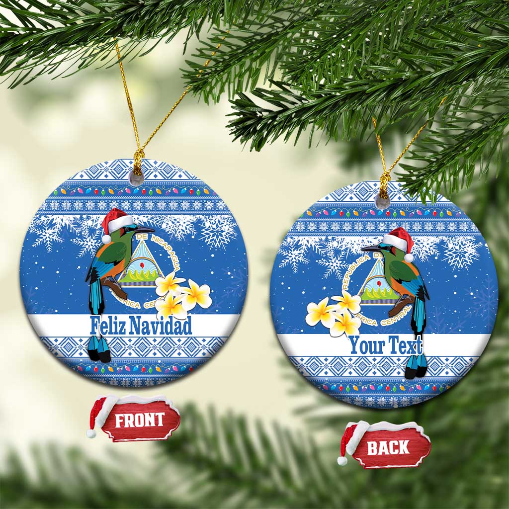 Personalized Nicaragua Christmas Ceramic Ornament Turquoise-Browed Motmot With Coat Of Arms LT18