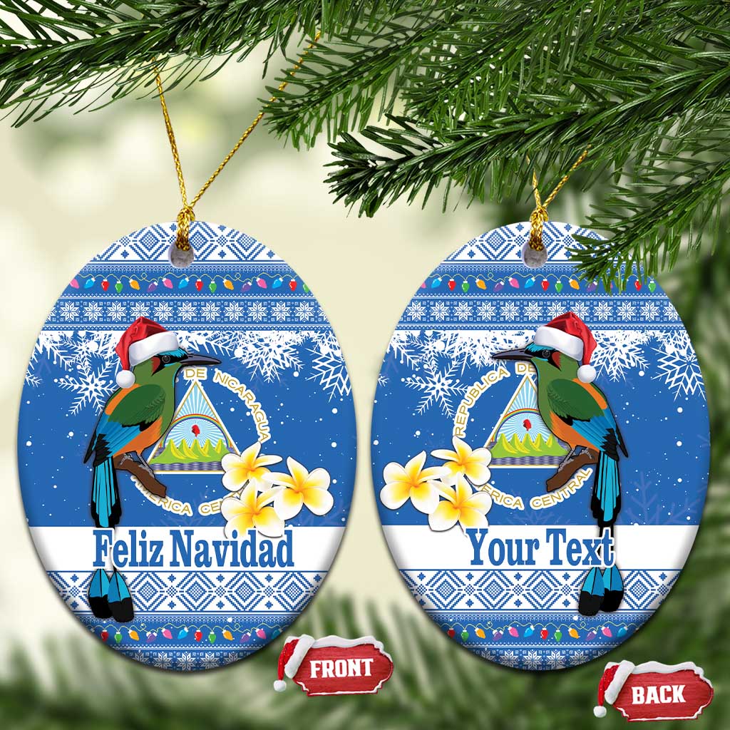 Personalized Nicaragua Christmas Ceramic Ornament Turquoise-Browed Motmot With Coat Of Arms LT18