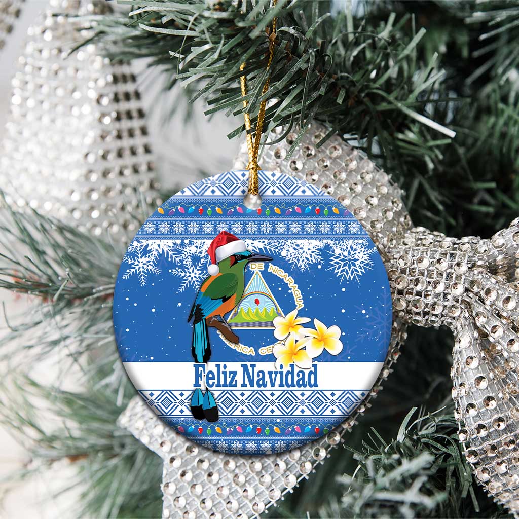 Personalized Nicaragua Christmas Ceramic Ornament Turquoise-Browed Motmot With Coat Of Arms LT18