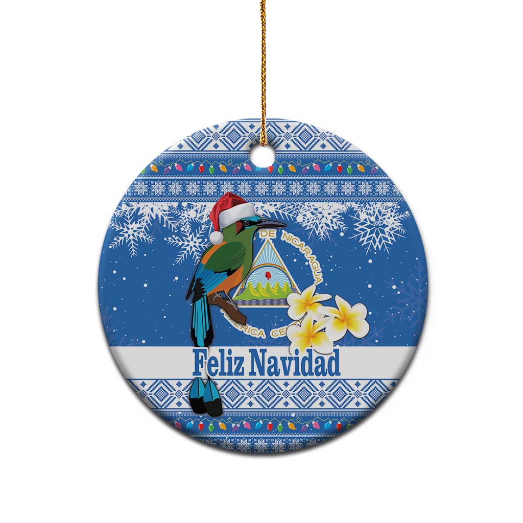 Personalized Nicaragua Christmas Ceramic Ornament Turquoise-Browed Motmot With Coat Of Arms LT18