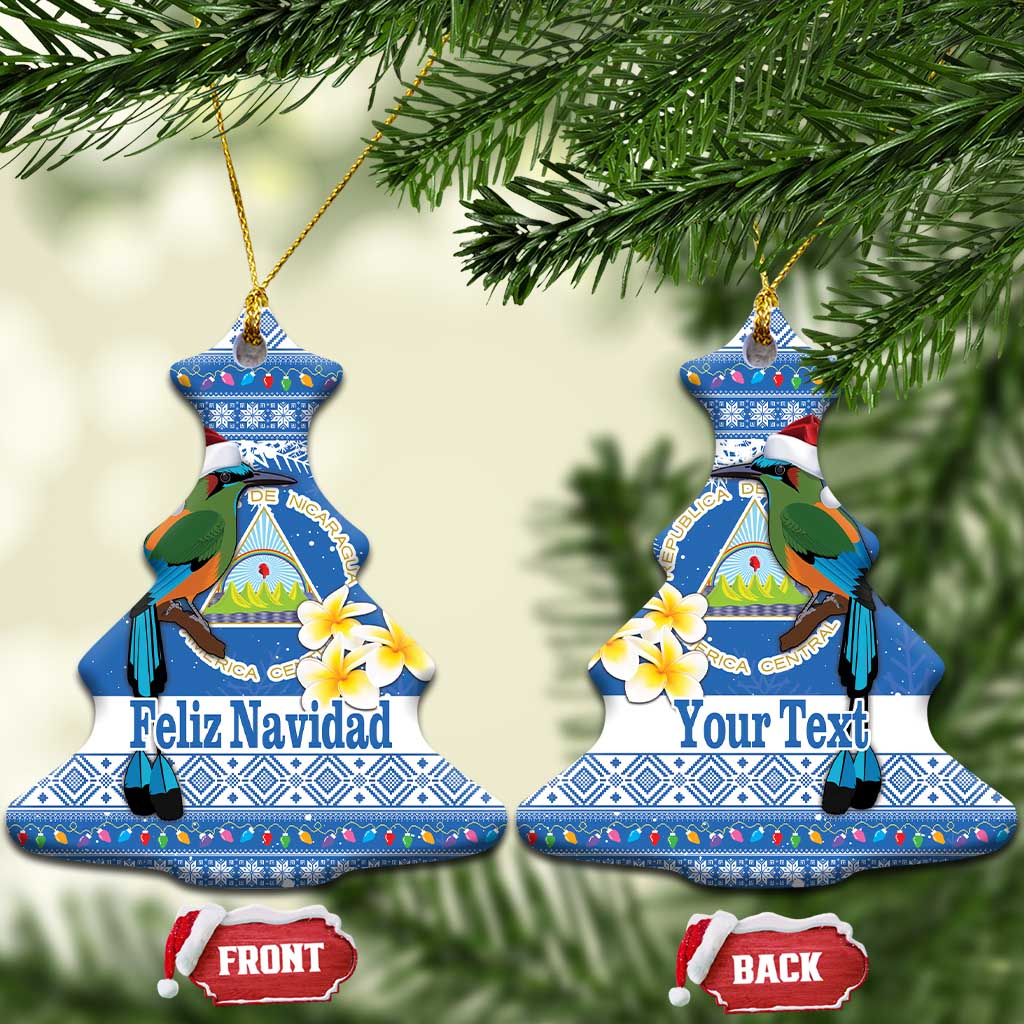 Personalized Nicaragua Christmas Ceramic Ornament Turquoise-Browed Motmot With Coat Of Arms LT18