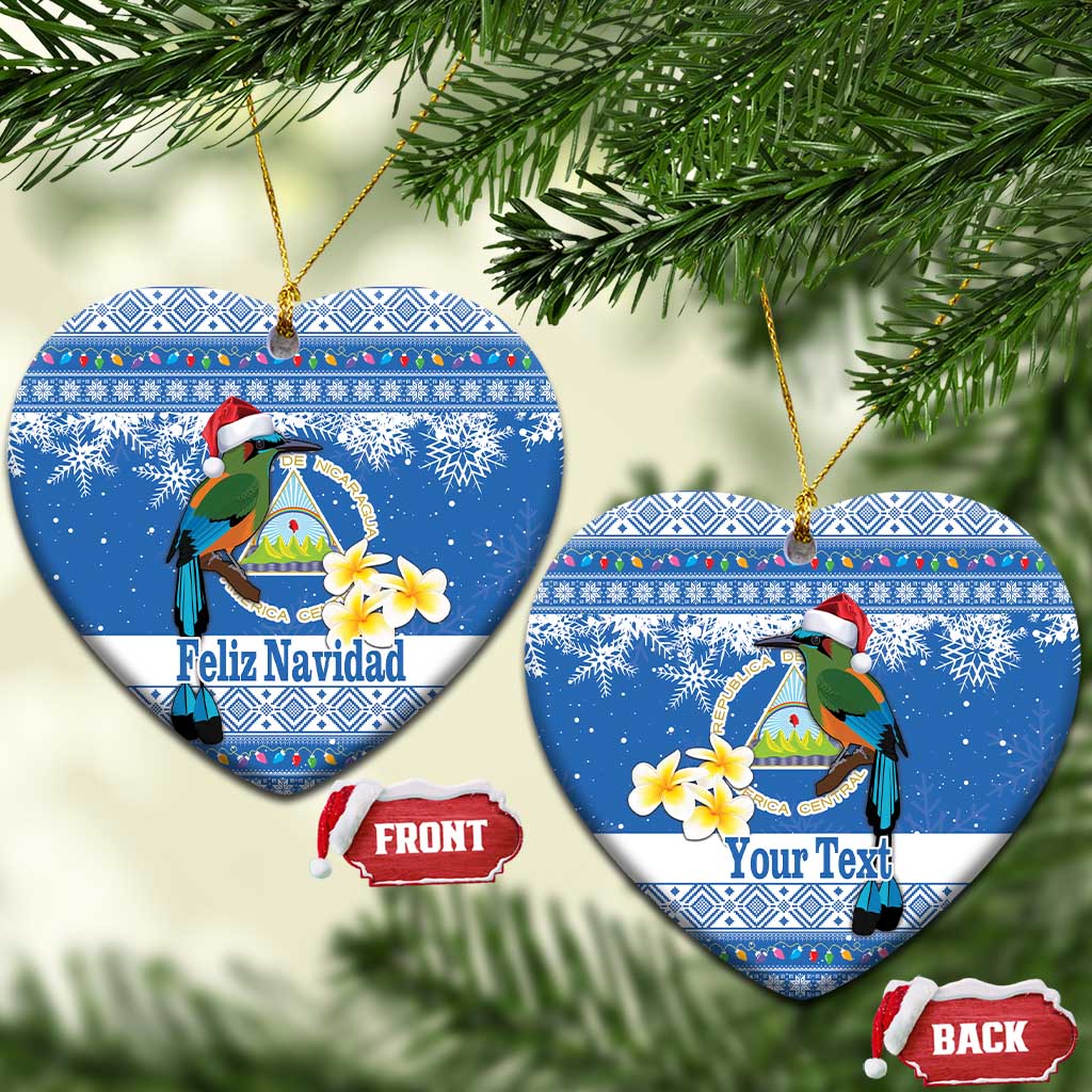 Personalized Nicaragua Christmas Ceramic Ornament Turquoise-Browed Motmot With Coat Of Arms LT18
