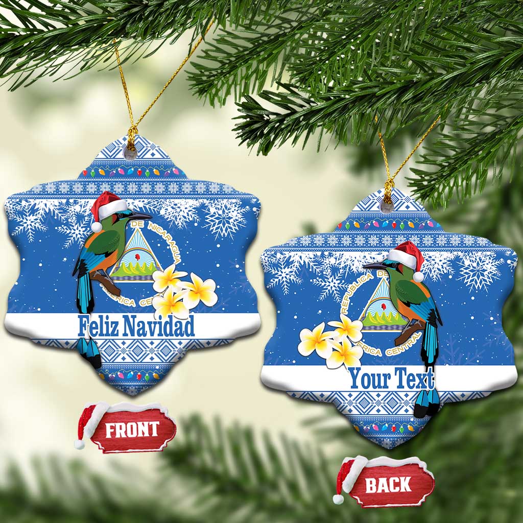 Personalized Nicaragua Christmas Ceramic Ornament Turquoise-Browed Motmot With Coat Of Arms LT18
