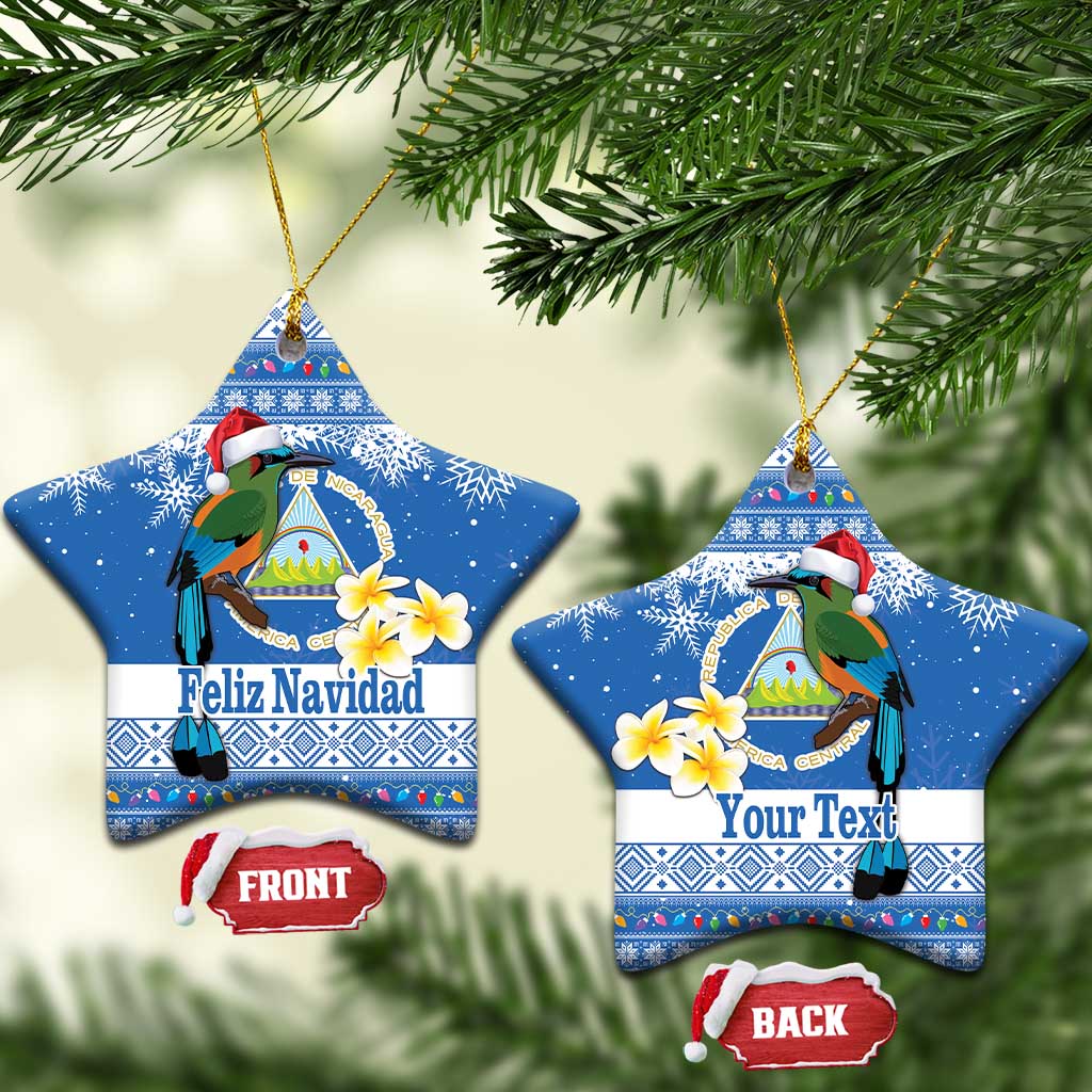 Personalized Nicaragua Christmas Ceramic Ornament Turquoise-Browed Motmot With Coat Of Arms LT18
