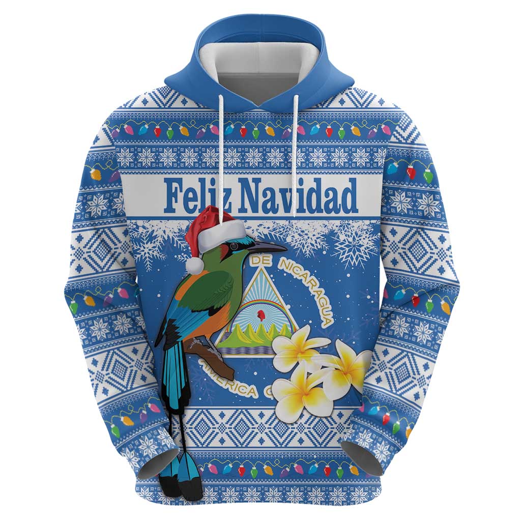 Personalized Nicaragua Christmas Hoodie Turquoise-Browed Motmot With Coat Of Arms LT18