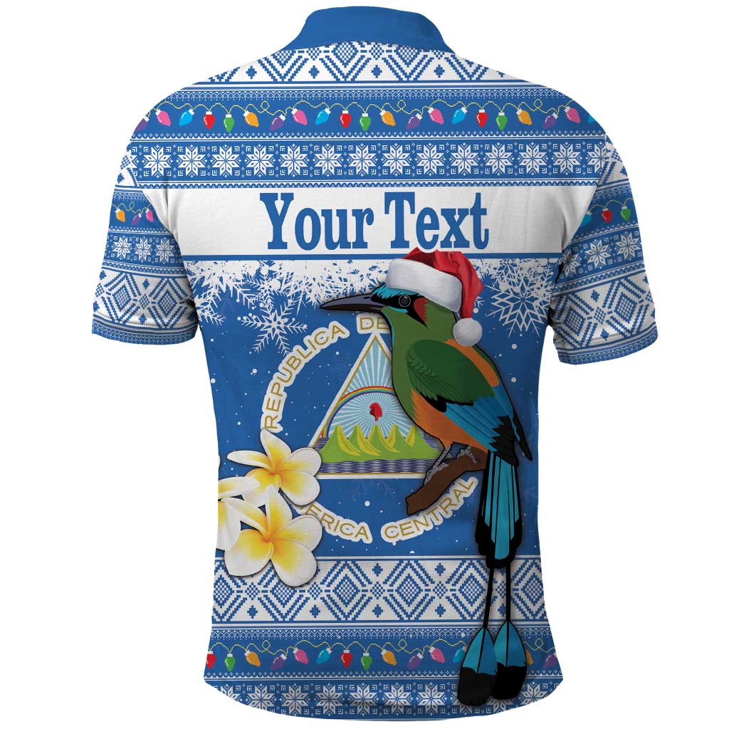 Personalized Nicaragua Christmas Polo Shirt Turquoise-Browed Motmot With Coat Of Arms LT18