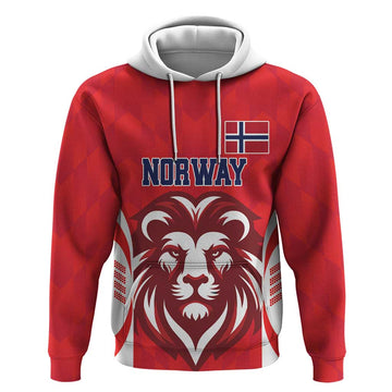 Custom Norway Football Hoodie Red Lion Football 2024 LT18