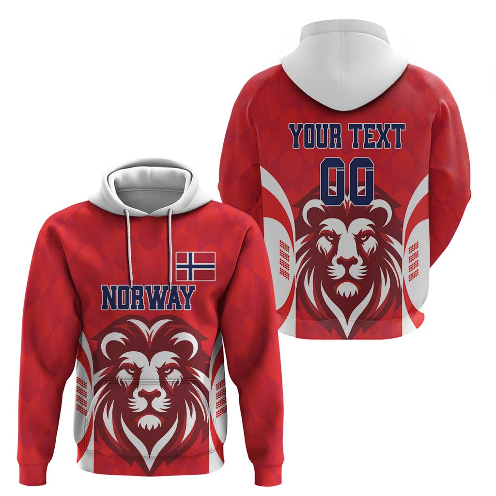 Custom Norway Football Hoodie Red Lion Football 2024 LT18
