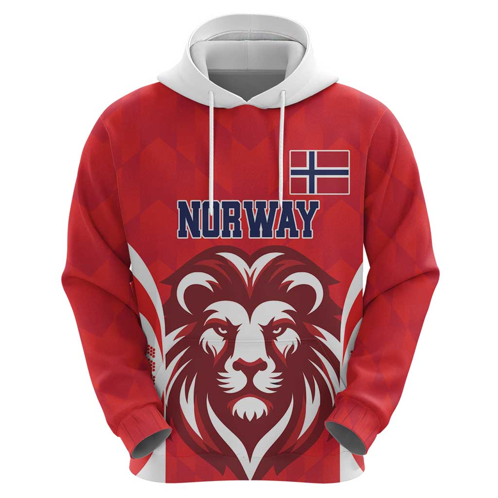 Custom Norway Football Hoodie Red Lion Football 2024 LT18