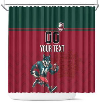 Custom Portugal Rugby Shower Curtain Go Os Lobos Wolves Mascot LT18
