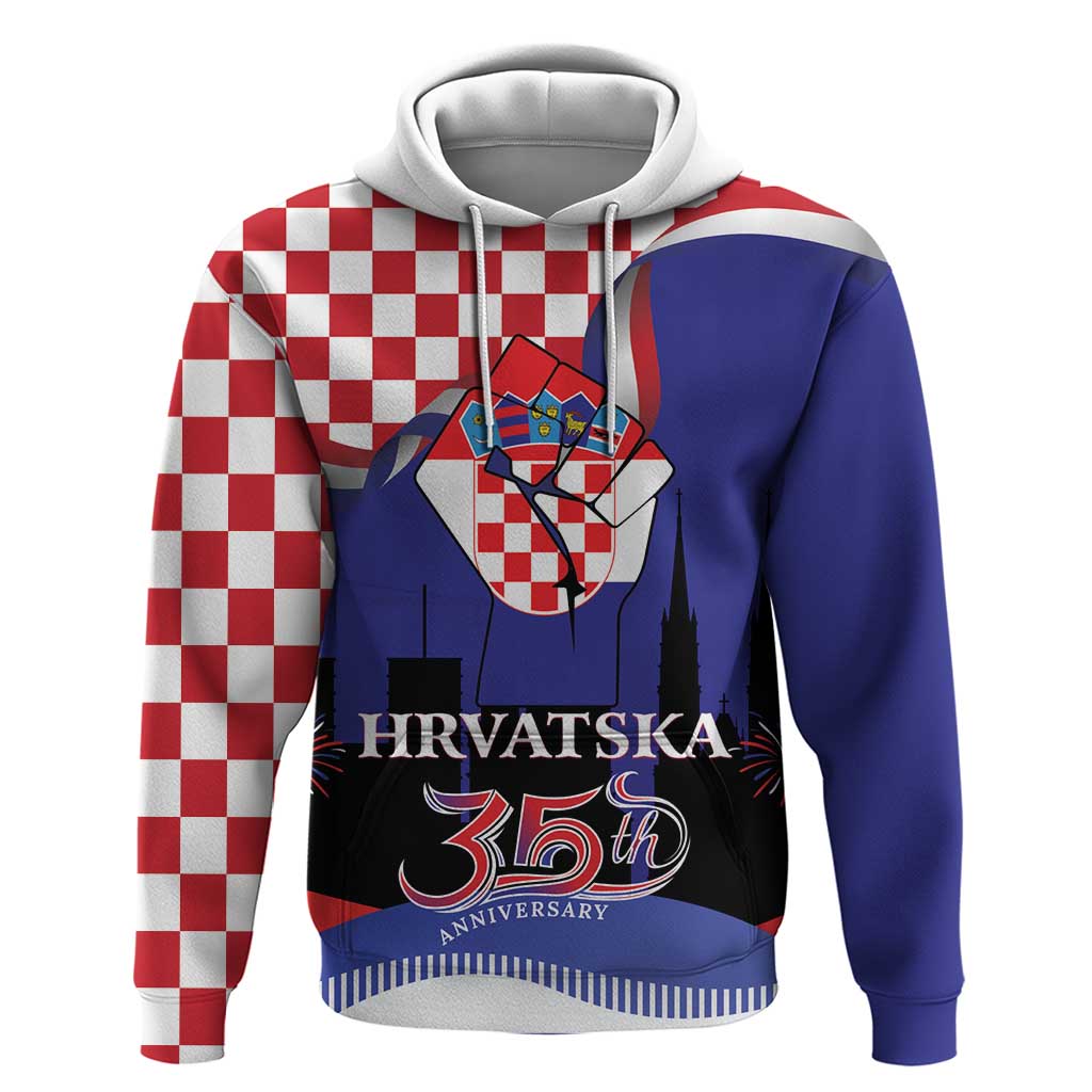 Croatia Independence Day Hoodie Hrvatska Checkerboard 35th Anniversary LT18