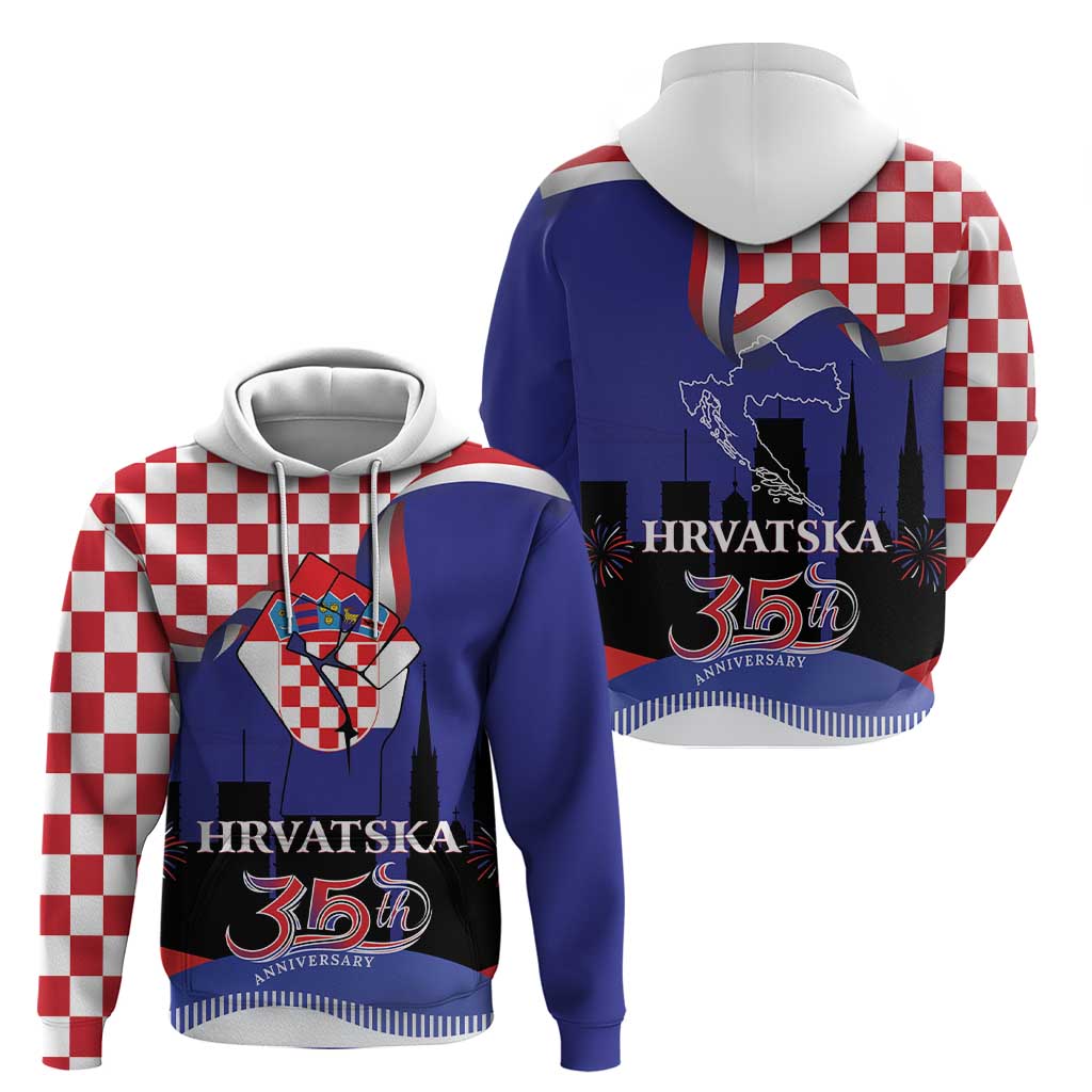 Croatia Independence Day Hoodie Hrvatska Checkerboard 35th Anniversary LT18