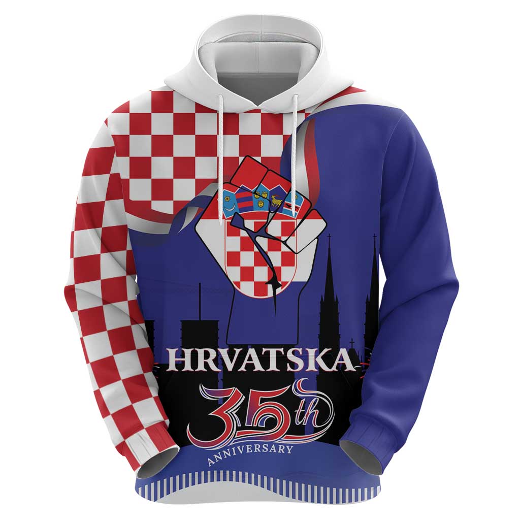 Croatia Independence Day Hoodie Hrvatska Checkerboard 35th Anniversary LT18