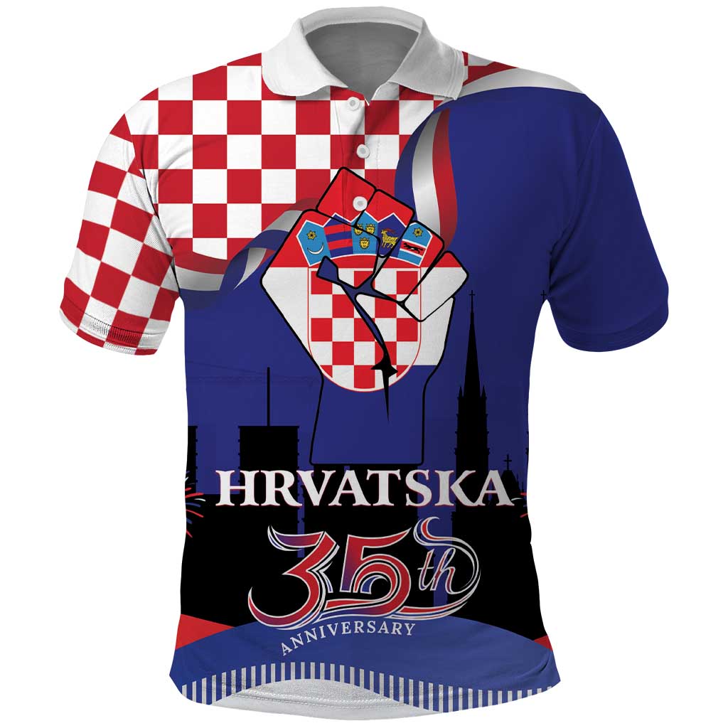 Croatia Independence Day Polo Shirt Hrvatska Checkerboard 35th Anniversary LT18