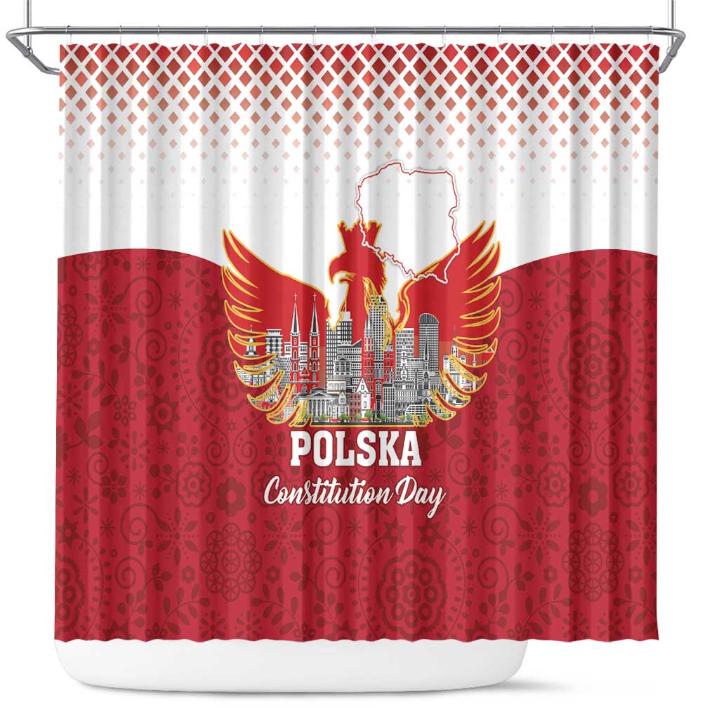 Poland Constitution Day Shower Curtain Warsaw Capital Mazurek Dabrowskiego LT18
