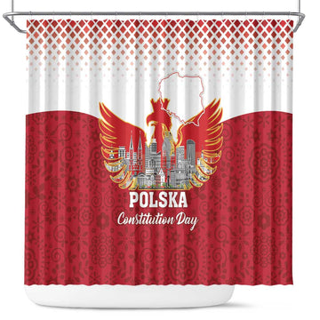 Poland Constitution Day Shower Curtain Warsaw Capital Mazurek Dabrowskiego LT18