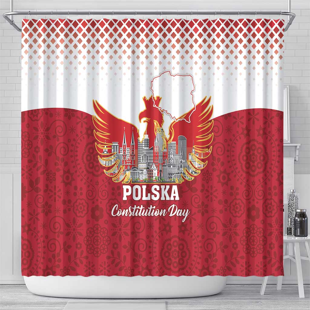 Poland Constitution Day Shower Curtain Warsaw Capital Mazurek Dabrowskiego LT18
