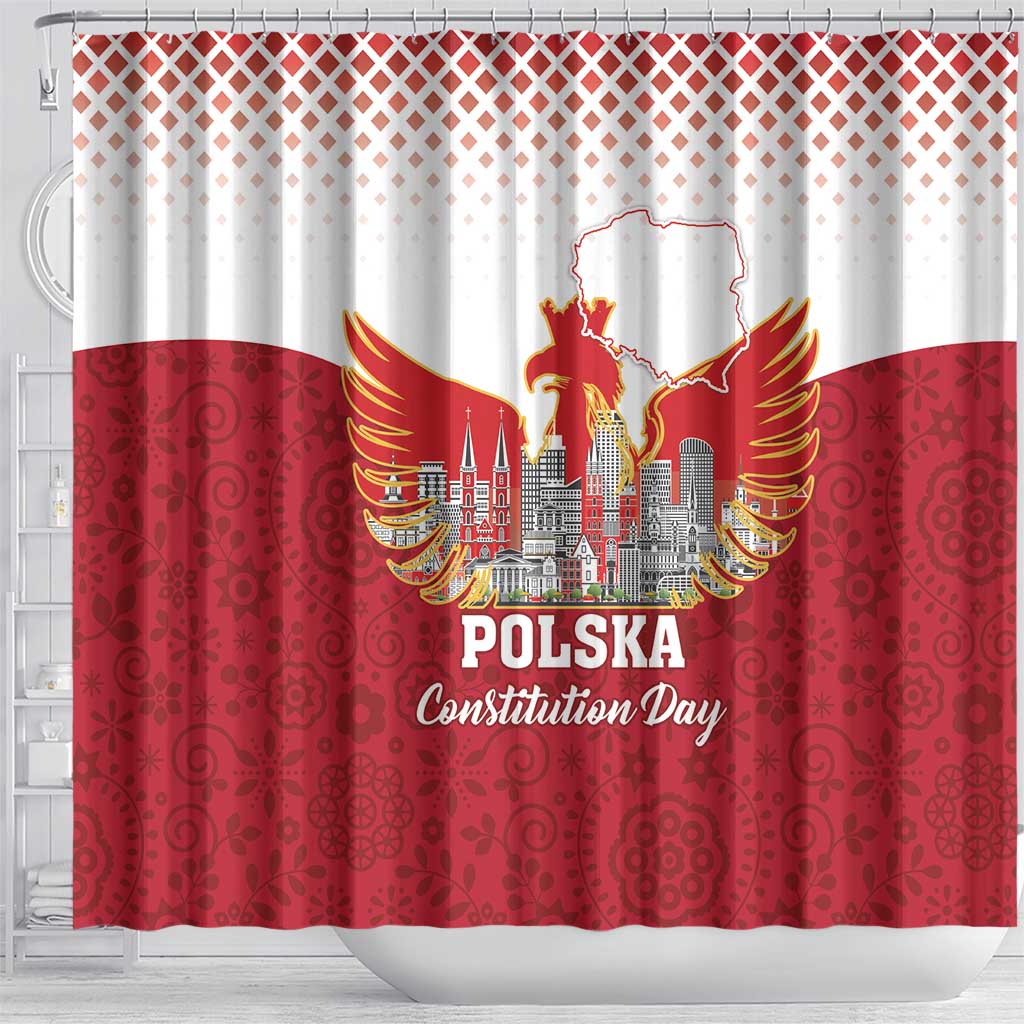 Poland Constitution Day Shower Curtain Warsaw Capital Mazurek Dabrowskiego LT18