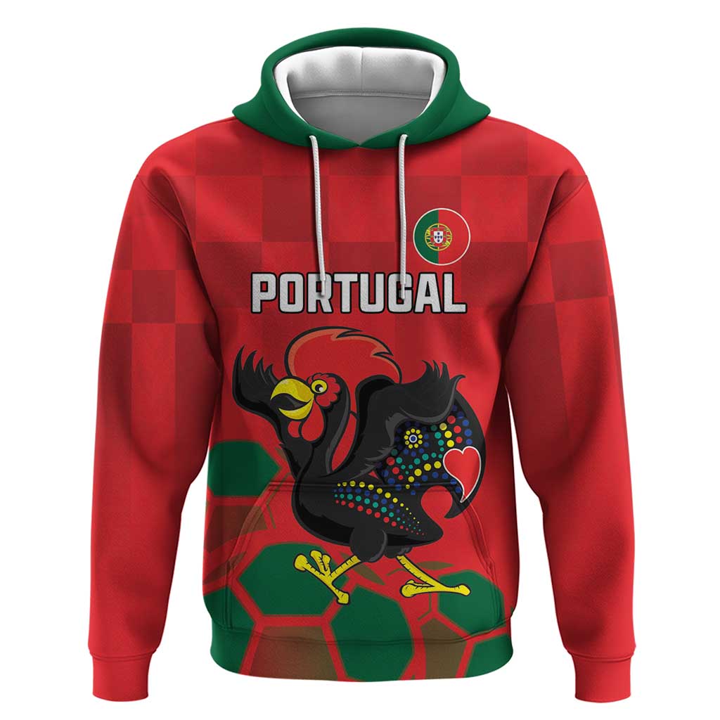 Custom Portugal Football Hoodie Barcelos Rooster Mascot Dynamic Style LT18