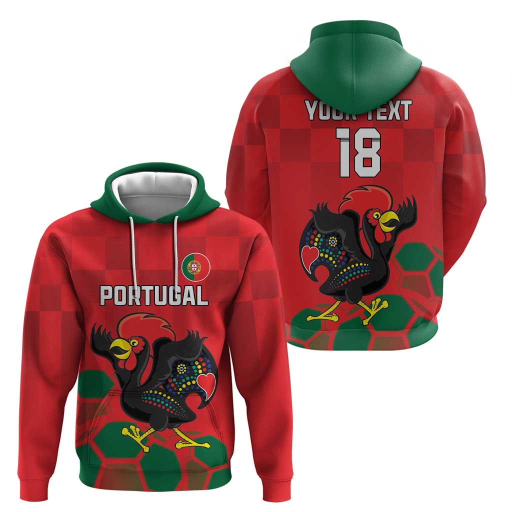 Custom Portugal Football Hoodie Barcelos Rooster Mascot Dynamic Style LT18