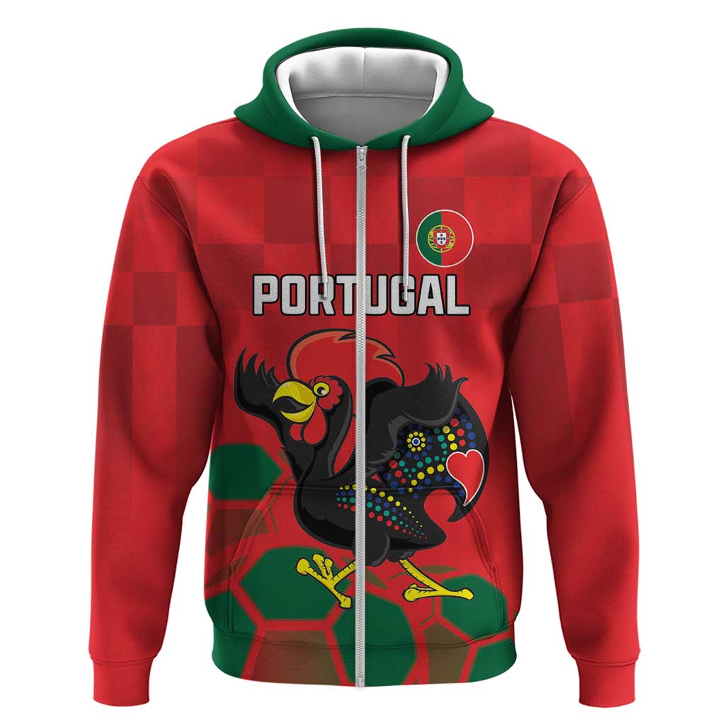 Custom Portugal Football Hoodie Barcelos Rooster Mascot Dynamic Style LT18