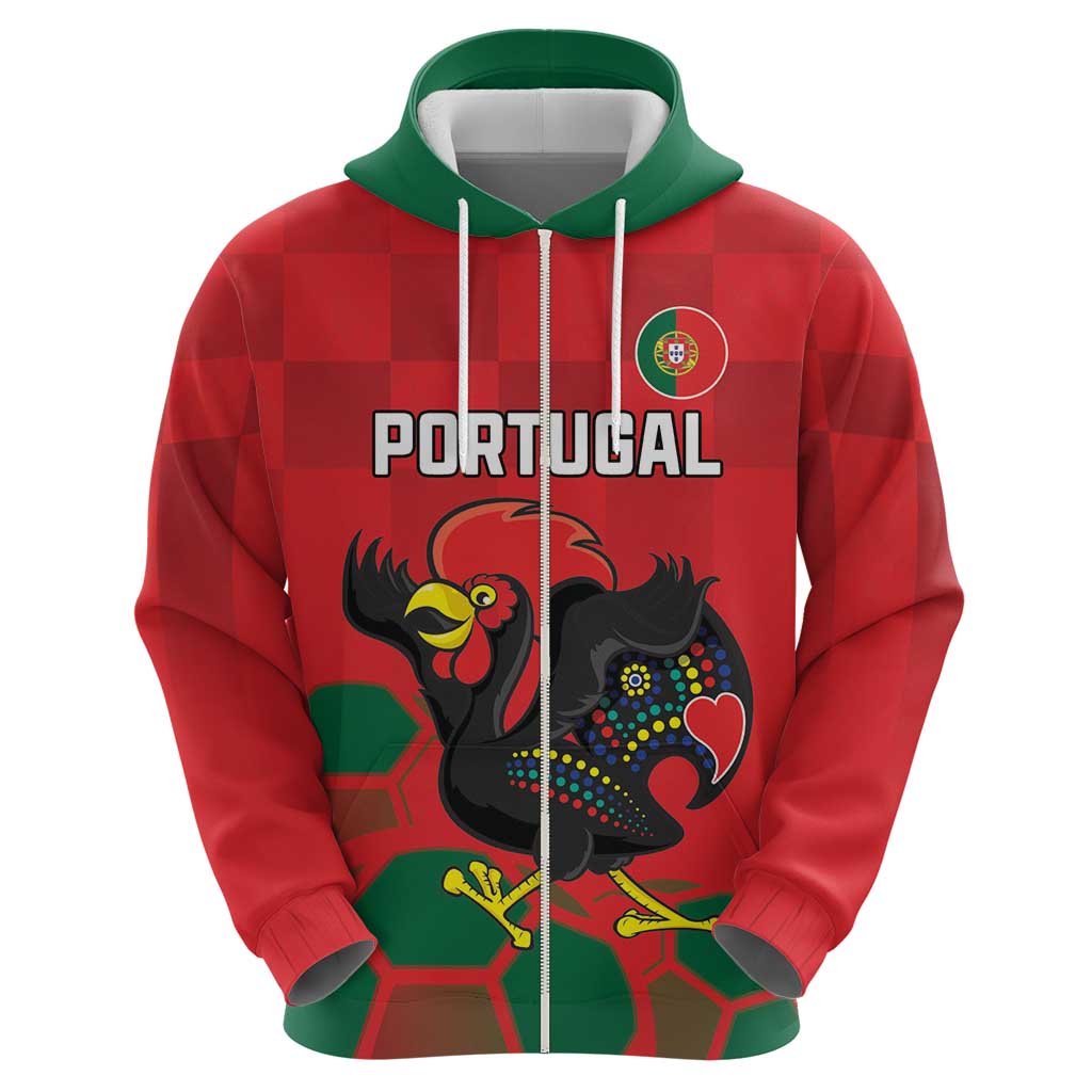 Custom Portugal Football Hoodie Barcelos Rooster Mascot Dynamic Style LT18