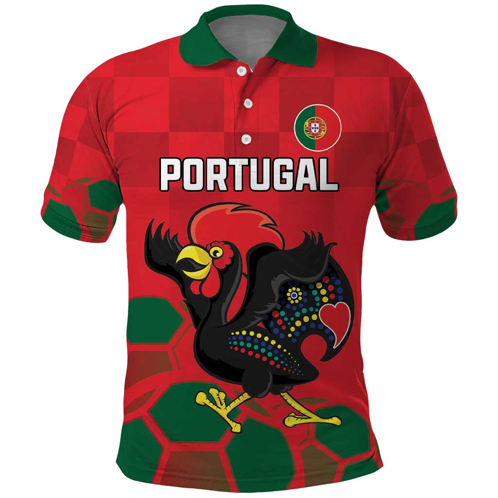 Custom Portugal Football Polo Shirt Barcelos Rooster Mascot Dynamic Style LT18