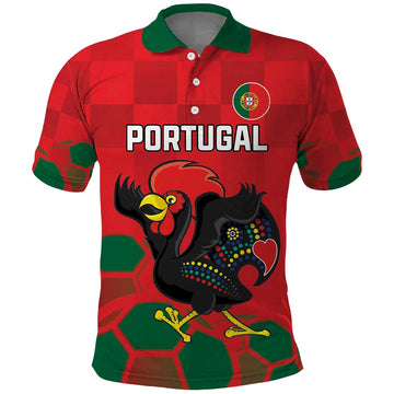 Custom Portugal Football Polo Shirt Barcelos Rooster Mascot Dynamic Style LT18