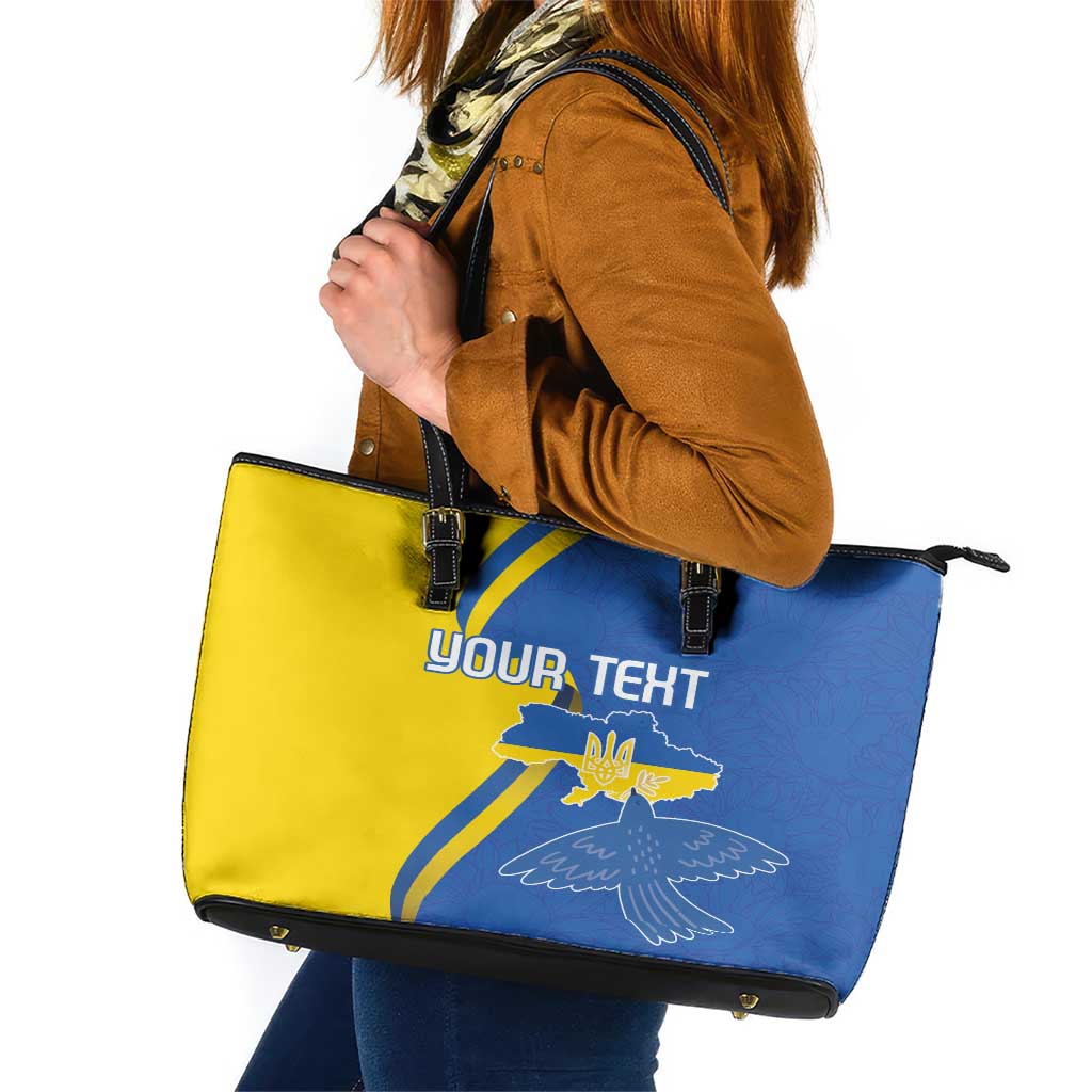 Personalized Ukraine Independence Day Leather Tote Bag Peace Dove Sunflower LT18