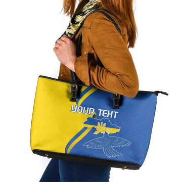 Personalized Ukraine Independence Day Leather Tote Bag Peace Dove Sunflower LT18