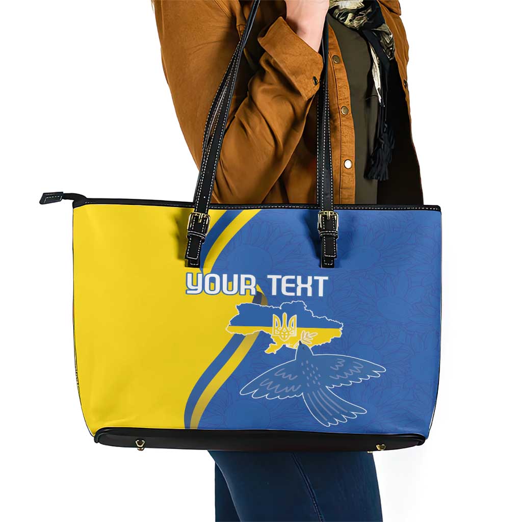 Personalized Ukraine Independence Day Leather Tote Bag Peace Dove Sunflower LT18