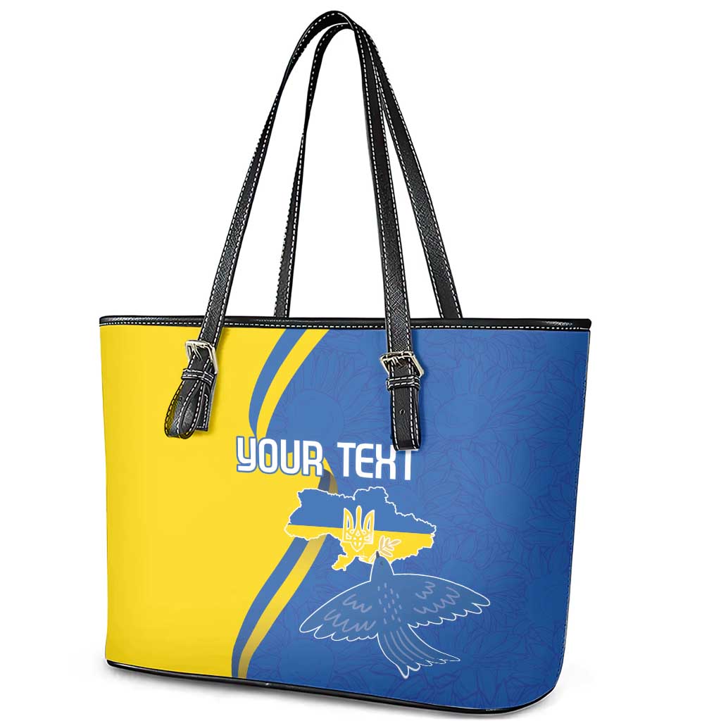Personalized Ukraine Independence Day Leather Tote Bag Peace Dove Sunflower LT18