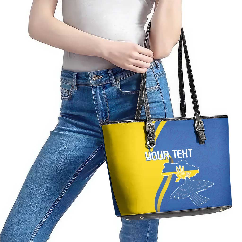 Personalized Ukraine Independence Day Leather Tote Bag Peace Dove Sunflower LT18