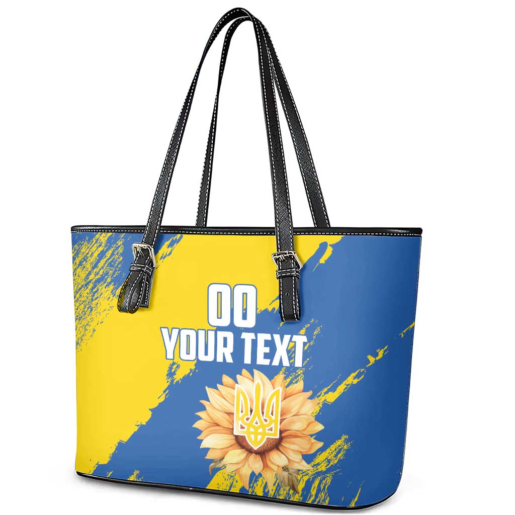Custom Ukraine Independence Day Leather Tote Bag Dove Of Peace With Grunge Pattern LT18