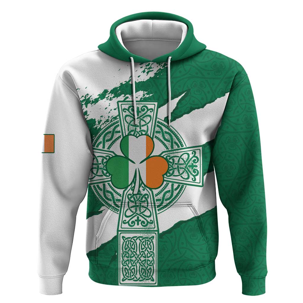 Ireland Celtic Cross Hoodie Irish Flag Shamrock LT18