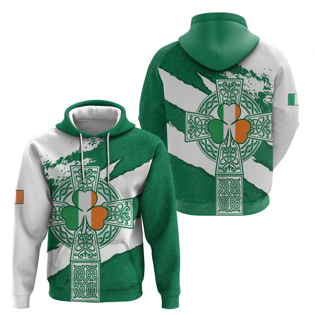 Ireland Celtic Cross Hoodie Irish Flag Shamrock LT18