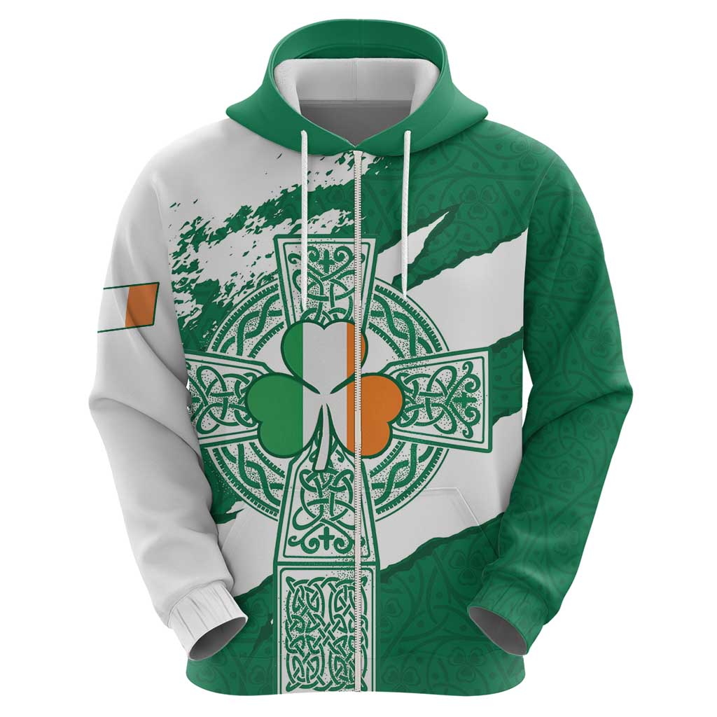 Ireland Celtic Cross Hoodie Irish Flag Shamrock LT18