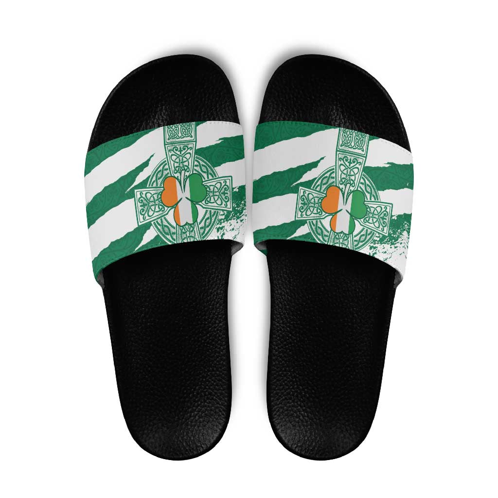 Ireland Celtic Cross Slide Sandals Irish Flag Shamrock LT18