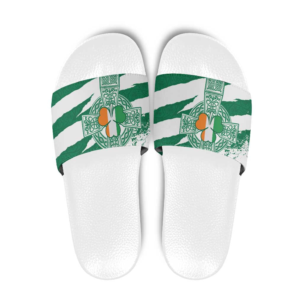 Ireland Celtic Cross Slide Sandals Irish Flag Shamrock LT18
