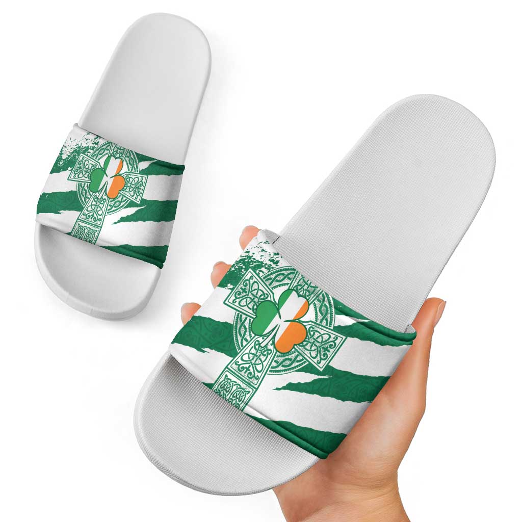 Ireland Celtic Cross Slide Sandals Irish Flag Shamrock LT18