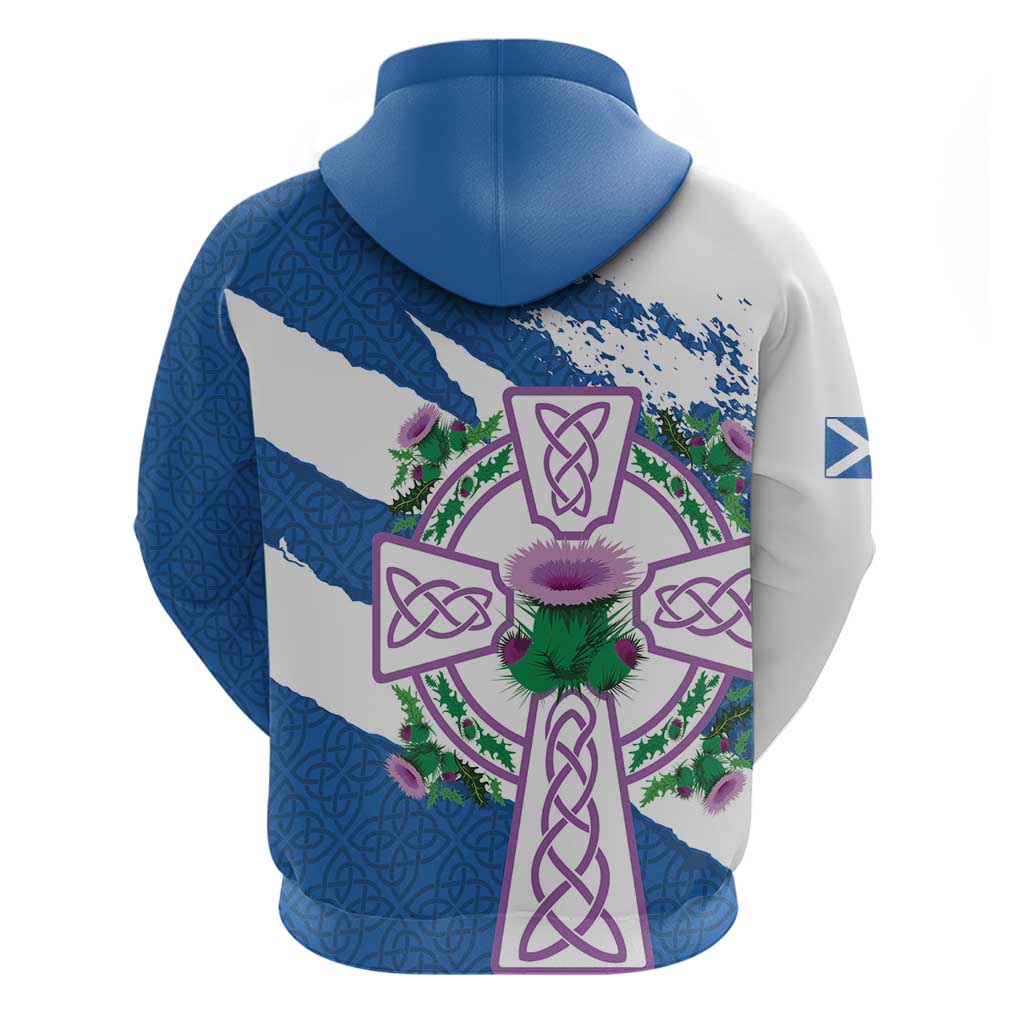 Scotland Celtic Cross Hoodie Thistle Flowers LT18