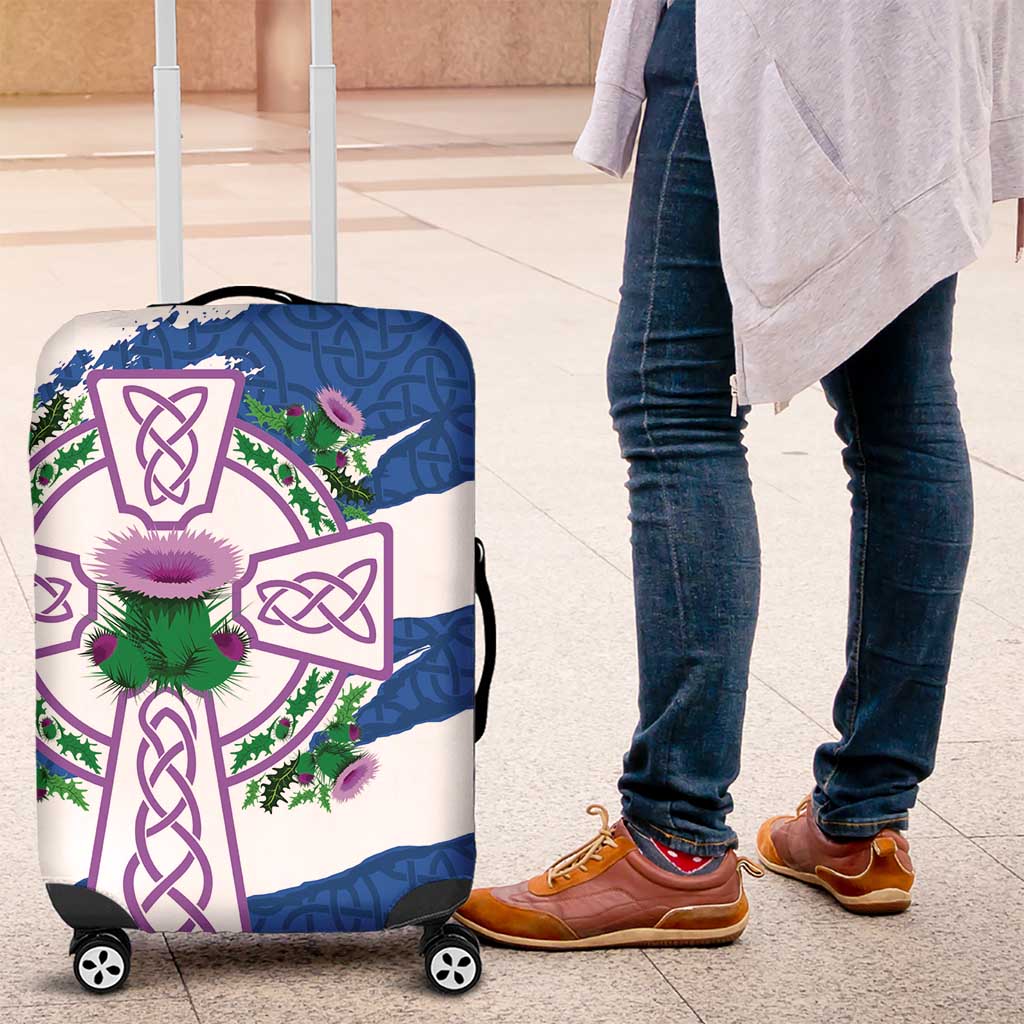 Scotland Celtic Cross Luggage Cover Thistle Flowers LT18