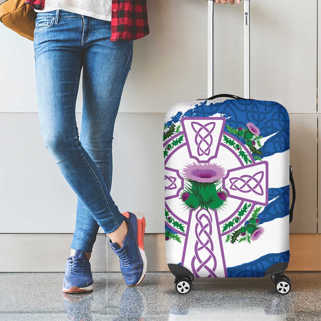 Scotland Celtic Cross Luggage Cover Thistle Flowers LT18