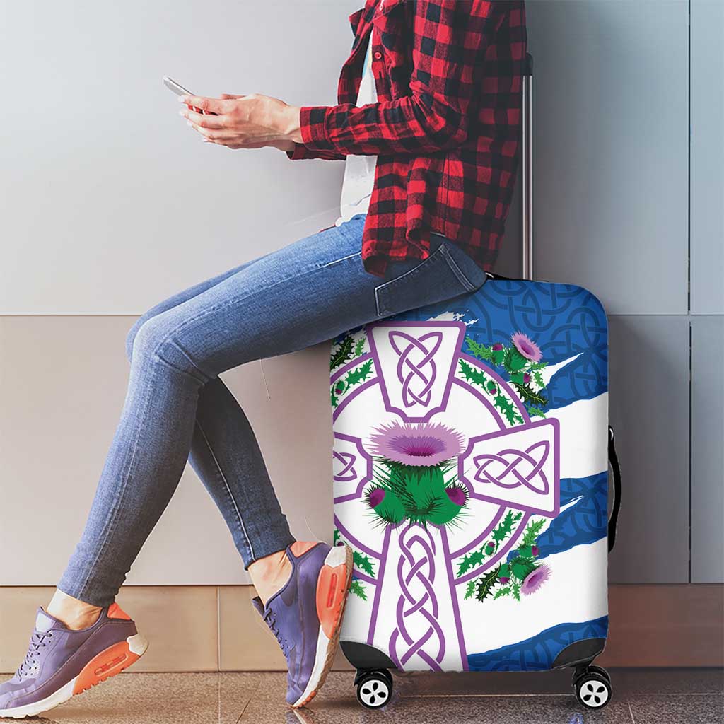 Scotland Celtic Cross Luggage Cover Thistle Flowers LT18