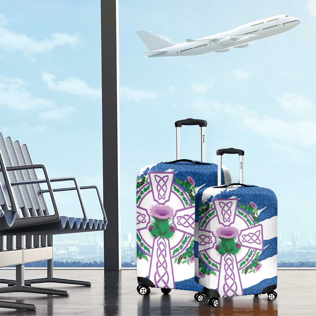 Scotland Celtic Cross Luggage Cover Thistle Flowers LT18