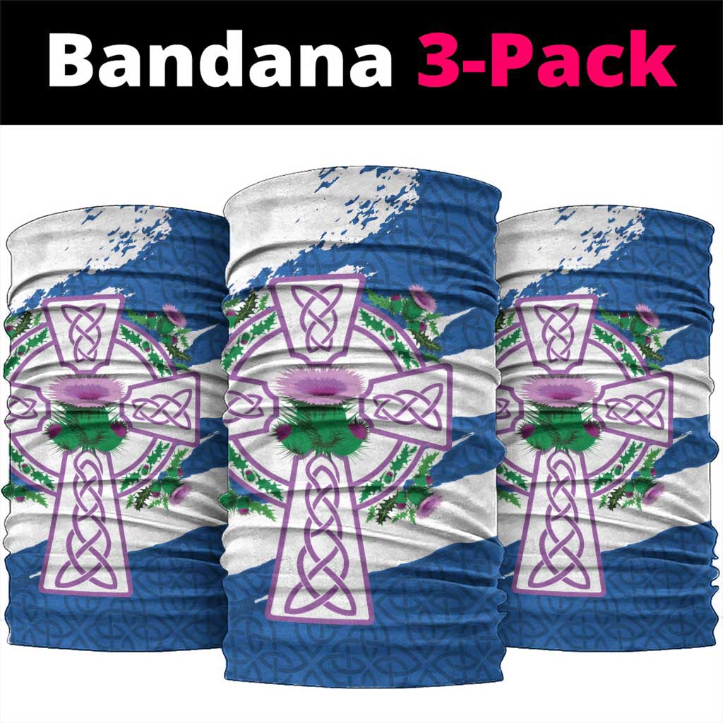 Scotland Celtic Cross Neck Gaiter Thistle Flowers LT18