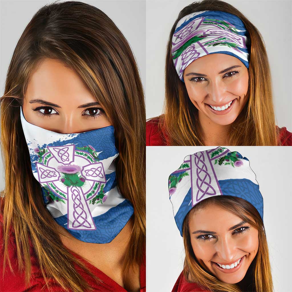 Scotland Celtic Cross Neck Gaiter Thistle Flowers LT18