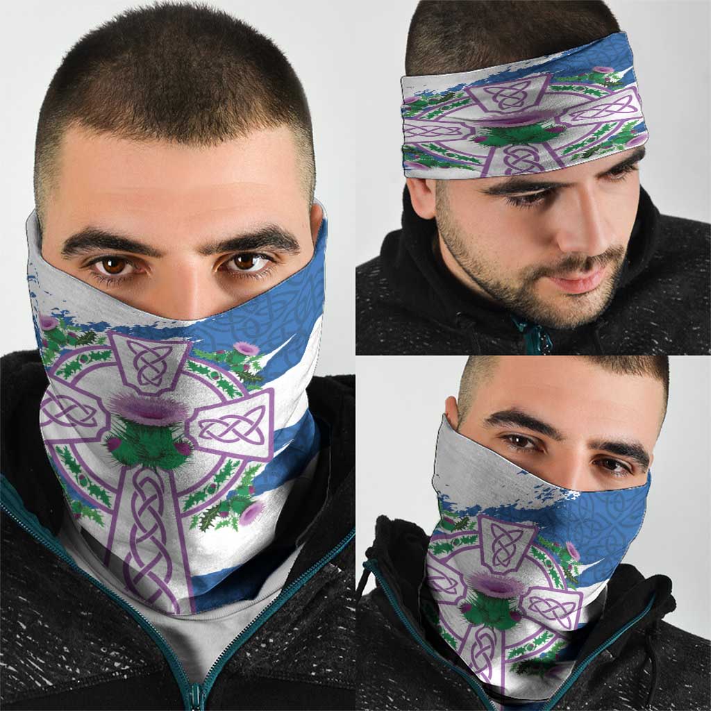 Scotland Celtic Cross Neck Gaiter Thistle Flowers LT18