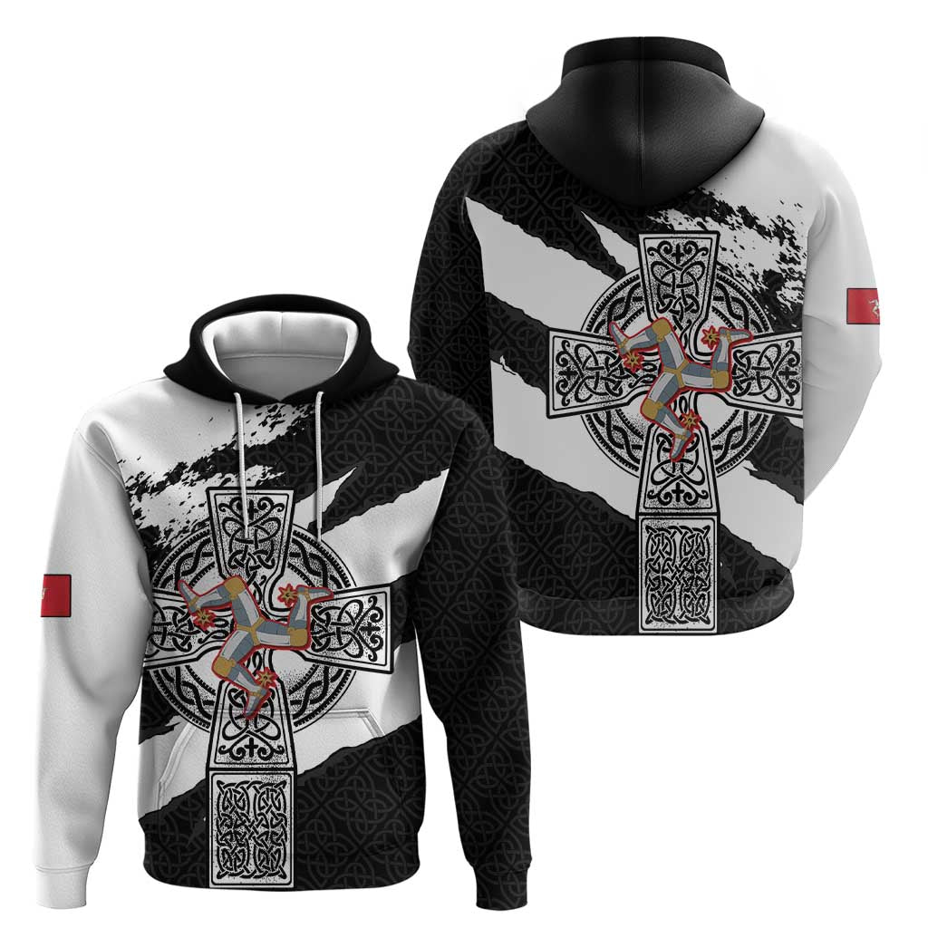 Isle of Man Celtic Cross Hoodie Triskelion Emblem LT18
